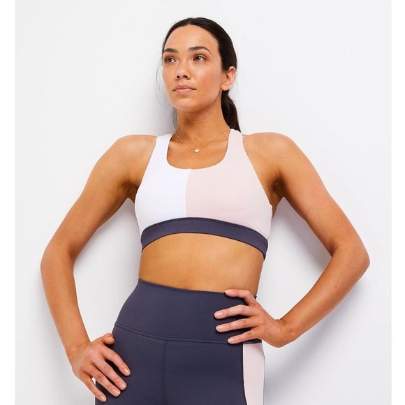 All Fenix Three Stone Pink White Grey Colorblock Sports Bra - Picture 3 of 9